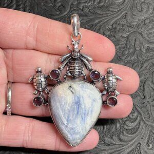 Blue Kyanite Bee and Sea Turtle Pendant Ornament